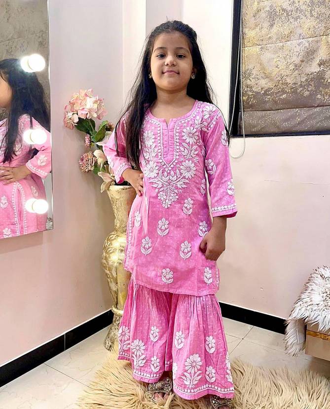 OC 140 Rayon Cotton Embroidery Kids Sharara Suits Girls Wear Wholesale Online